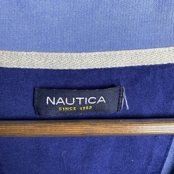 Nautica Sweater Men XL Blue Cotton Pull Over Quarter Zip Sweatshirt Casual Yacht - Picture 2 of 9
